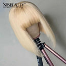 Xrs Beauty Hair Lace Front 613 Blonde Bob Wig With Bangs Straight Remy Human Hair [BOB22]