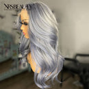 Xrs Beauty Hair Grey Human Hair Lace Front Wig 13x4 Transparent Frontal Lace Wavy Hair [CFW23]