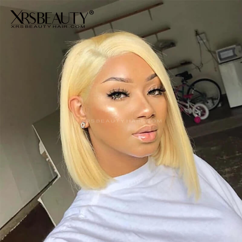 Xrs Beauty Hair 613 Blonde Bob Straight Human Hair Transparent Lace Wig [BOB17]