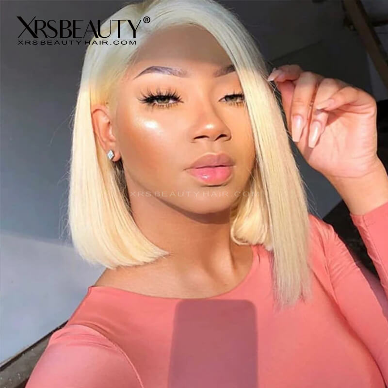 Xrs Beauty Hair 613 Blonde Bob Straight Human Hair Transparent Lace Wig [BOB17]