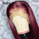 Xrs Beauty Hair Burgundy Straight Human Hair 13x4 Lace Frontal Wig [CFW03]