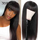 Xrs Beauty Hair 13x4 Long Straight Black Wig with Bangs Lace Front 100% Human Hair [CFW87]