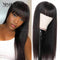 Xrs Beauty Hair 13x4 Long Straight Black Wig with Bangs Lace Front 100% Human Hair [CFW87]