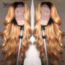 Xrs Beauty Hair Honey Blonde Ombre Wavy Hair Front Lace Wig With Baby Hair Pre Plucked [CFW31]