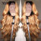 Xrs Beauty Hair Honey Blonde Ombre Wavy Hair Front Lace Wig With Baby Hair Pre Plucked [CFW31]