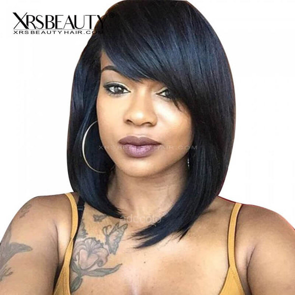 Xrs Beauty Hair Human Hair 13x4 Lace Front Bob Wig with Side Bangs [BOB30]