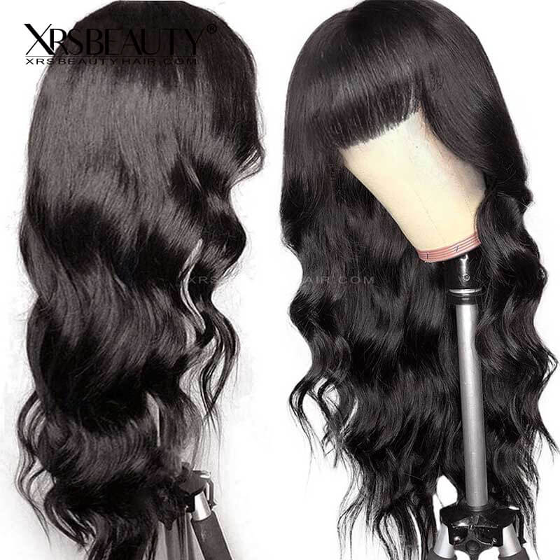 Xrs Beauty Hair Body Wave Wig with Bangs 13x4 lace Front Wig Remy Human Hair [CFW88]