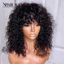 Xrs Beauty Hair Curly Bob Wig With Bangs Human Hair 13x4 Swiss Lace Front Wig [BOB28]