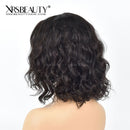 Xrs Beauty Hair Short Wavy Bob Wig with Bangs Human Hair Lace Front Wig [BOB29]