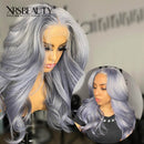 Xrs Beauty Hair Grey Human Hair Lace Front Wig 13x4 Transparent Frontal Lace Wavy Hair [CFW23]