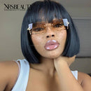 Xrs Beauty Hair Short Straight Bob Human Hair Lace Wig With Bangs [BOB24]