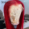 Xrs Beauty Hair Straight Red Human Hair Lace Front Wig Pre Plucked Hairline [CFW11]