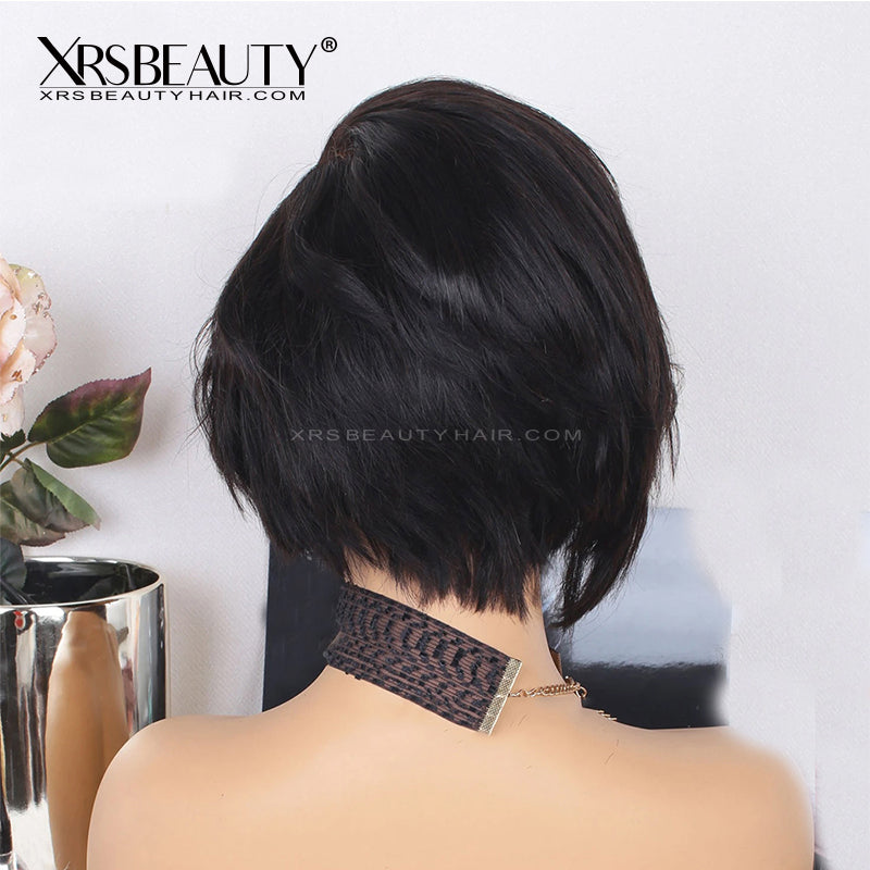 Xrs Beauty Hair Pixie Cut 8 Inch Short Wave Bob Lace Front Human Hair Wig Free Part With Baby Hair [BOB35]