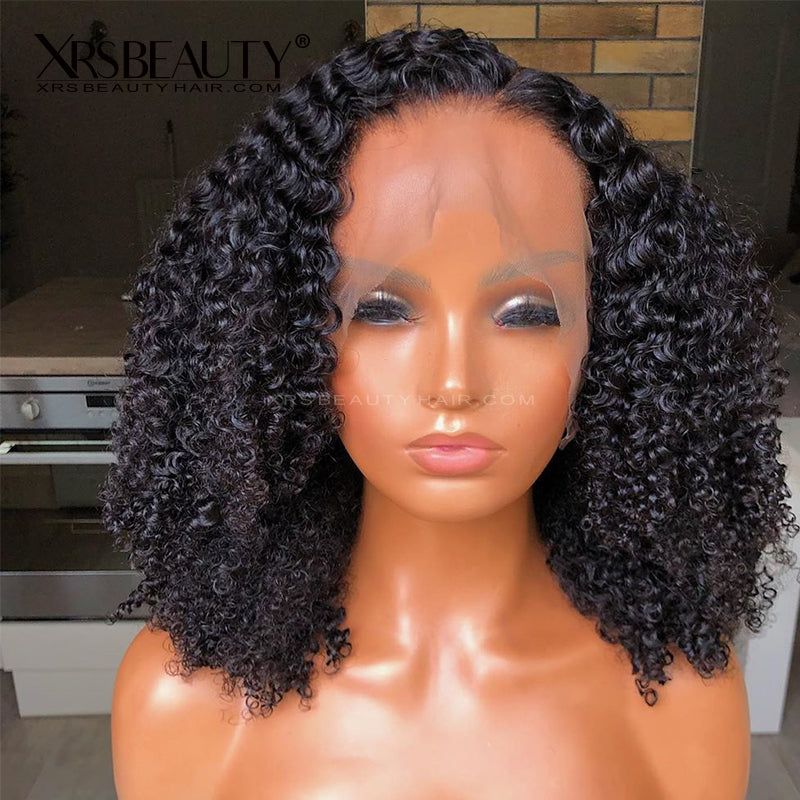 Xrs Beauty Hair Tight Curly 13x5 Glueless Lace Front Human Hair Wigs Clean Hairline Natural Looking Unprocessed Afro Wigs for Black Women [LFW27]