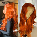 Xrs Beauty Hair Ginger Orange Lace Front Wig Body Wave Virgin Human Hair Transparent Lace Natural Hairline [CFW21]