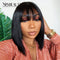 Xrs Beauty Hair Short Straight Bob Human Hair Lace Wig With Bangs [BOB24]