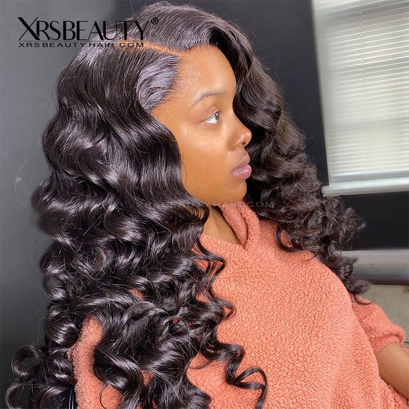 Xrs Beauty Hair Loose Wave Wig Undetectable Layered Edge With Baby Hair 13x5 Unprocessed Natural Black Human Hair [LFW03]