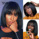 Xrs Beauty Hair Short Straight Bob Human Hair Lace Wig With Bangs [BOB24]