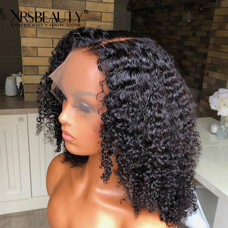 Xrs Beauty Hair Tight Curly 13x5 Glueless Lace Front Human Hair Wigs Clean Hairline Natural Looking Unprocessed Afro Wigs for Black Women [LFW27]