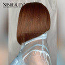 Xrs Beauty Hair Chestnut Brown Yaki Straight Asymmetric Bob Lace Front Wig [BOB47]