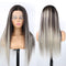 Transparent Platinum Highlights Blonde 13x5x2 T Part Human Hair Wigs 613 Lace Front Wig Ombre Half Black Hair Transparent Lace Wigs