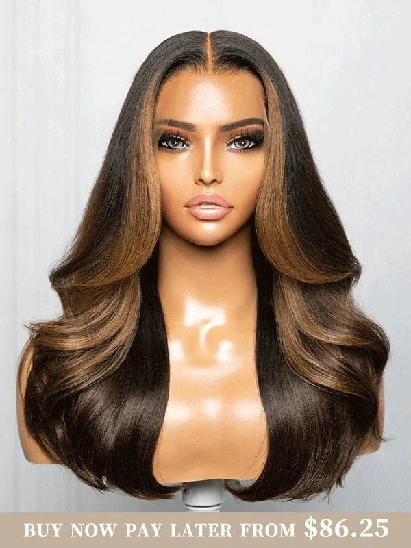 Hairvivi Jay Dark Brown Hair With Light Brown Highlights Light Yaki Human Hair Wig