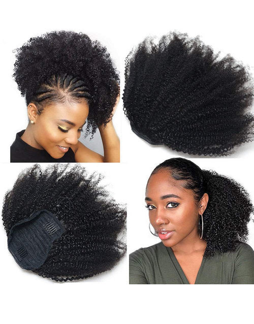 Jessies Wig Afro Kinky Curly Drawstring Ponytail Brazilian Human Hair Ponytail