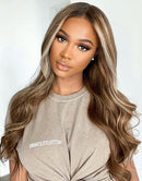 Jessies Wig Highlight Platinum Ash Blonde Wavy Human Hair Wig With Dark Roots Body Wave Lace Front Wigs