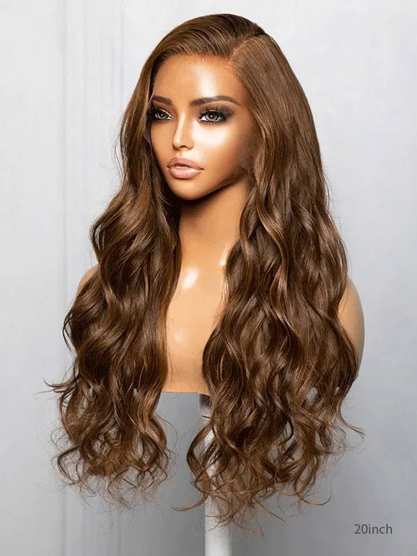 Hairvivi Noelle High Quality Human Hair Wigs HD Lace Brown Highlights