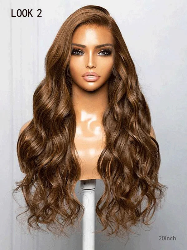 Hairvivi Noelle High Quality Human Hair Wigs HD Lace Brown Highlights