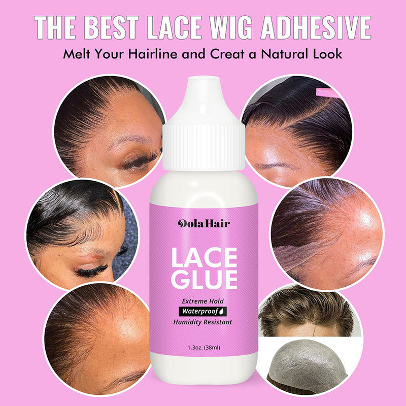 Dola Hair Wig Glue 1.3OZ, Waterproof Lace Front Wig Glue for Wigs, Transparent Lace Adhesive for Hair Replacement, Strong Hold