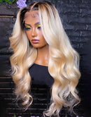 Jessies Wig Ombre 1b/613 Blonde Brazilian Body Wave Human Hair Lace Front Wigs