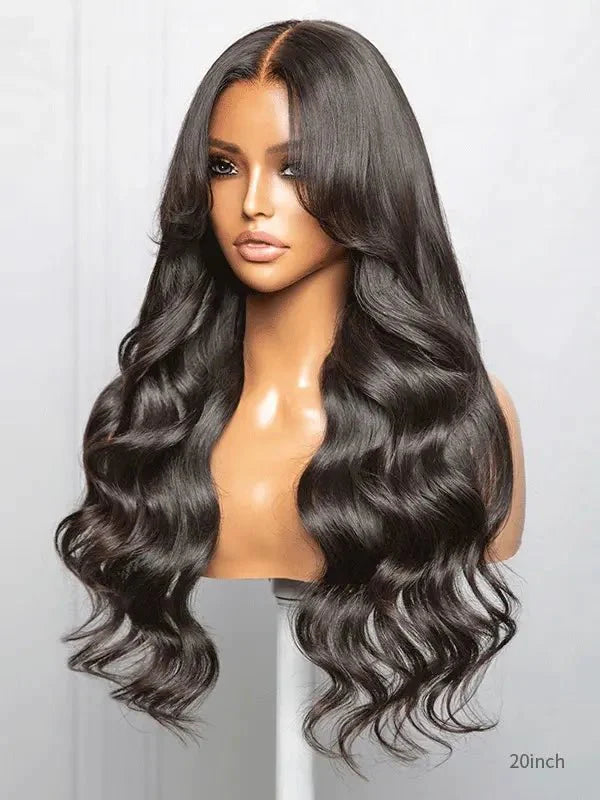 Hairvivi Rylee Loose Wave With Curtain Bangs Natural Black Human Hair Wig