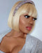 Jessies Wig Blonde Bob Cut Human Hair Lace Front Closure Wigs With Bang