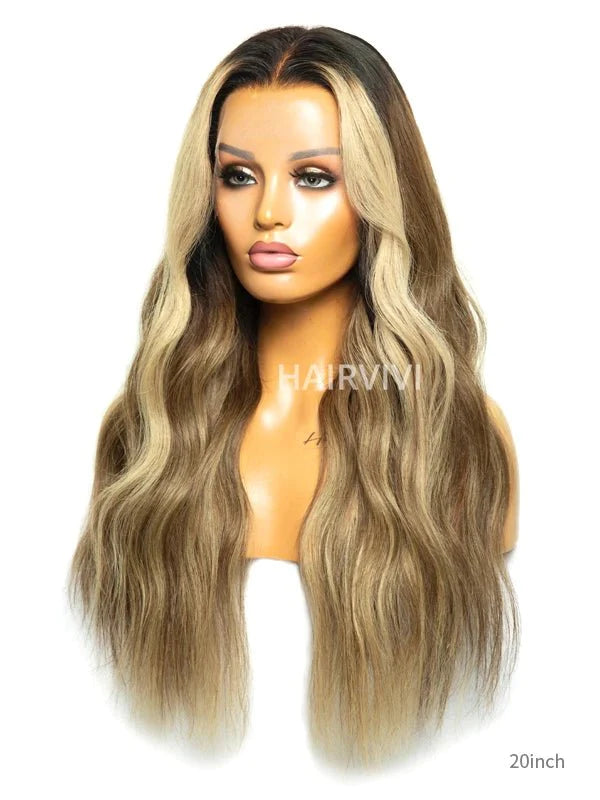 Hairvivi Isabella Blonde Hair With Frontal Highlights Glueless Lace Front Wig