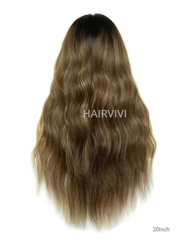 Hairvivi Isabella Blonde Hair With Frontal Highlights Glueless Lace Front Wig