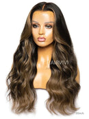 Hairvivi Addison Natural Black Wig With Caramel Blonde Highlights 180% Density HD Lace