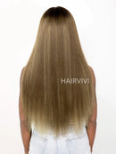 Hairvivi Sierra Blonde Wig With Bangs HD Lace Fake Scalp Human Hair Wig