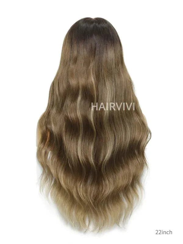 Hairvivi Sierra Blonde Wig With Bangs HD Lace Fake Scalp Human Hair Wig