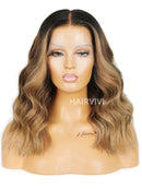 Hairvivi Leah Blonde Wig With Dark Roots 180% Density Human Hair Transparent HD Lace