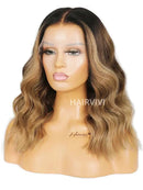 Hairvivi Leah Blonde Wig With Dark Roots 180% Density Human Hair Transparent HD Lace