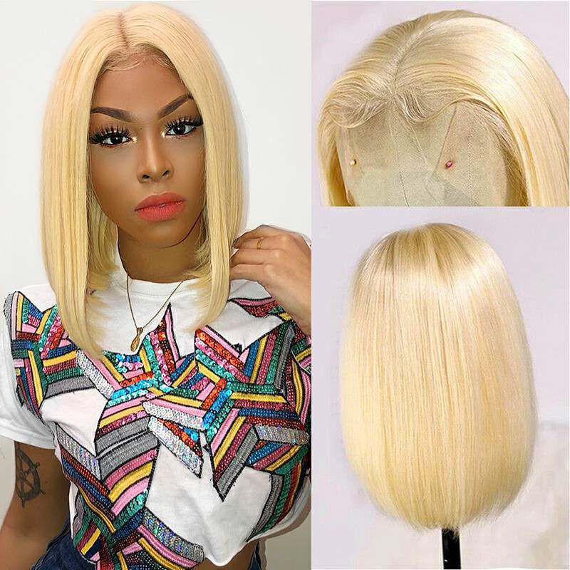 Aligrace 13x4 Lace Front Straight Human Hair BoB wigs 613 Color