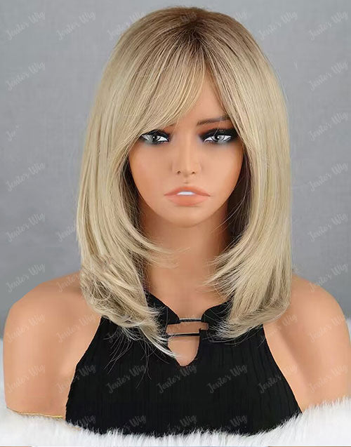 Jessies Wig Ombre Ash Blonde Straight 13x4 Lace Front Bob Glueless Wig Human Hair