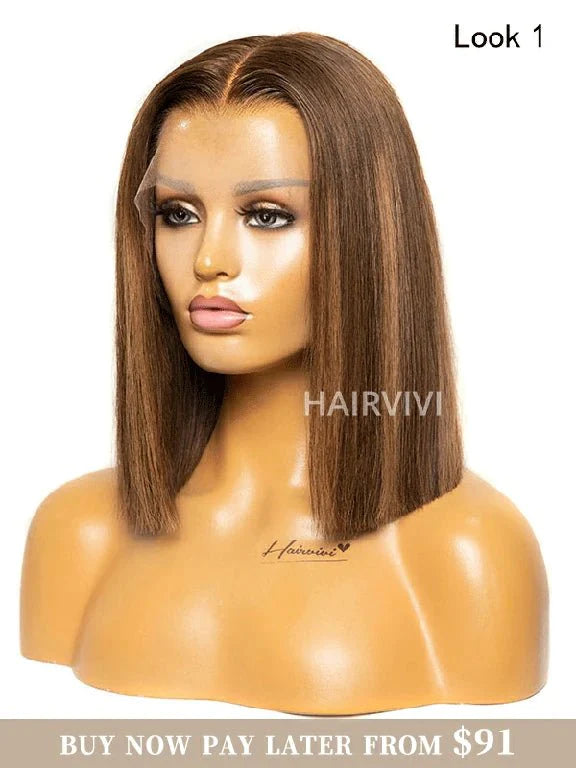 Hairvivi Bruna Auburn Brown Bob Wig Human Hair Lace Front