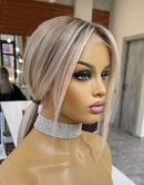 Jessies Wig Ombre Ash Blonde Straight 13x4 Lace Front Bob Wig Glueless Human Hair Wigs