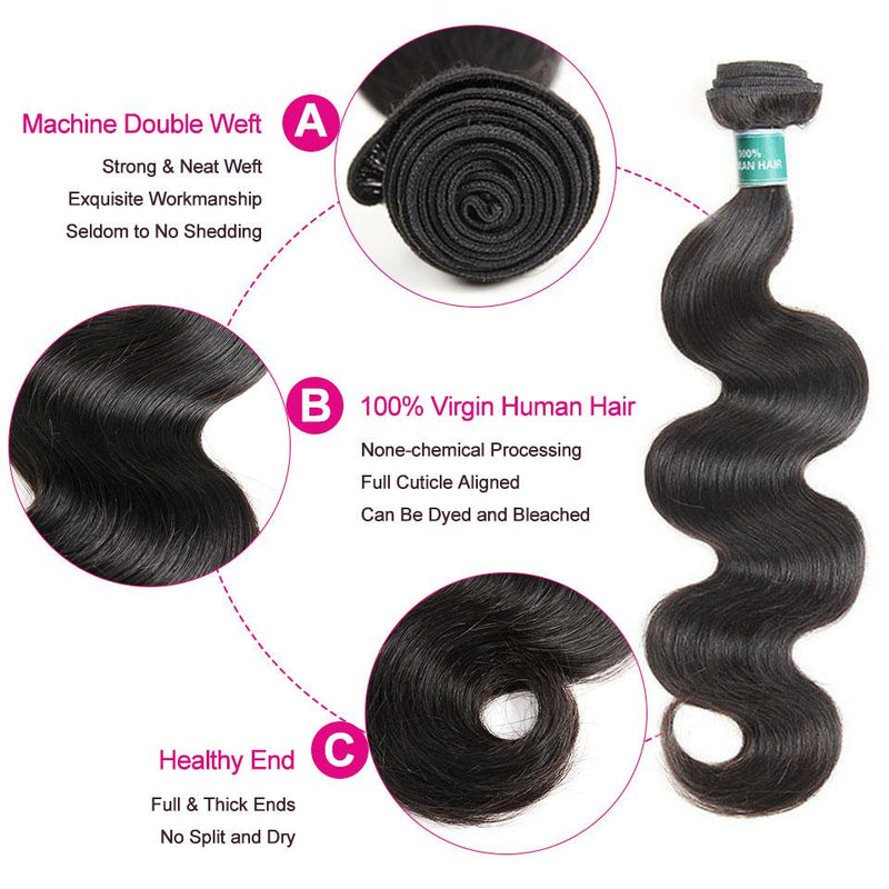 Ali Grace Peruvian Body Wave Hair Bundles 4 Pcs With 4x4 Lace Closure