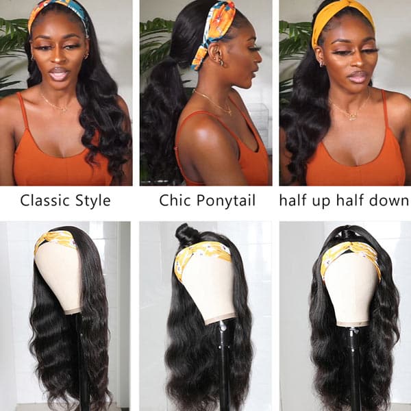 Spring Sale Body Wave Headband Wig Human Hair Glueless Wig No Lace Wig