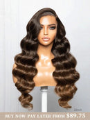 Hairvivi Jasmine Brown Ombre Hair Body Wave Lace Front Wig 180% High Density