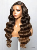 Hairvivi Jasmine Brown Ombre Hair Body Wave Lace Front Wig 180% High Density