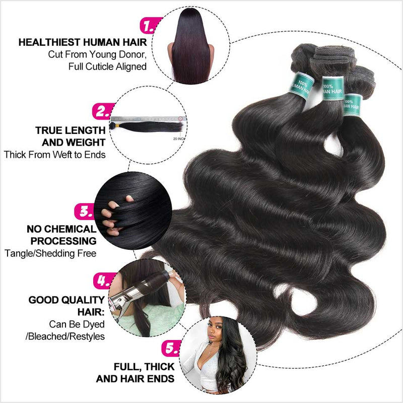 Ali Grace Hair Body Wave Hair Bundles 3Pcs With 4x4 Lace Closure